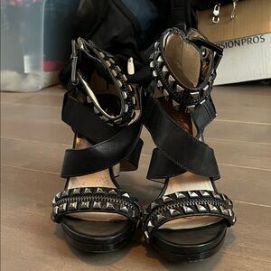 MICHAEL Michael Kors Black Strappy Studded Heels